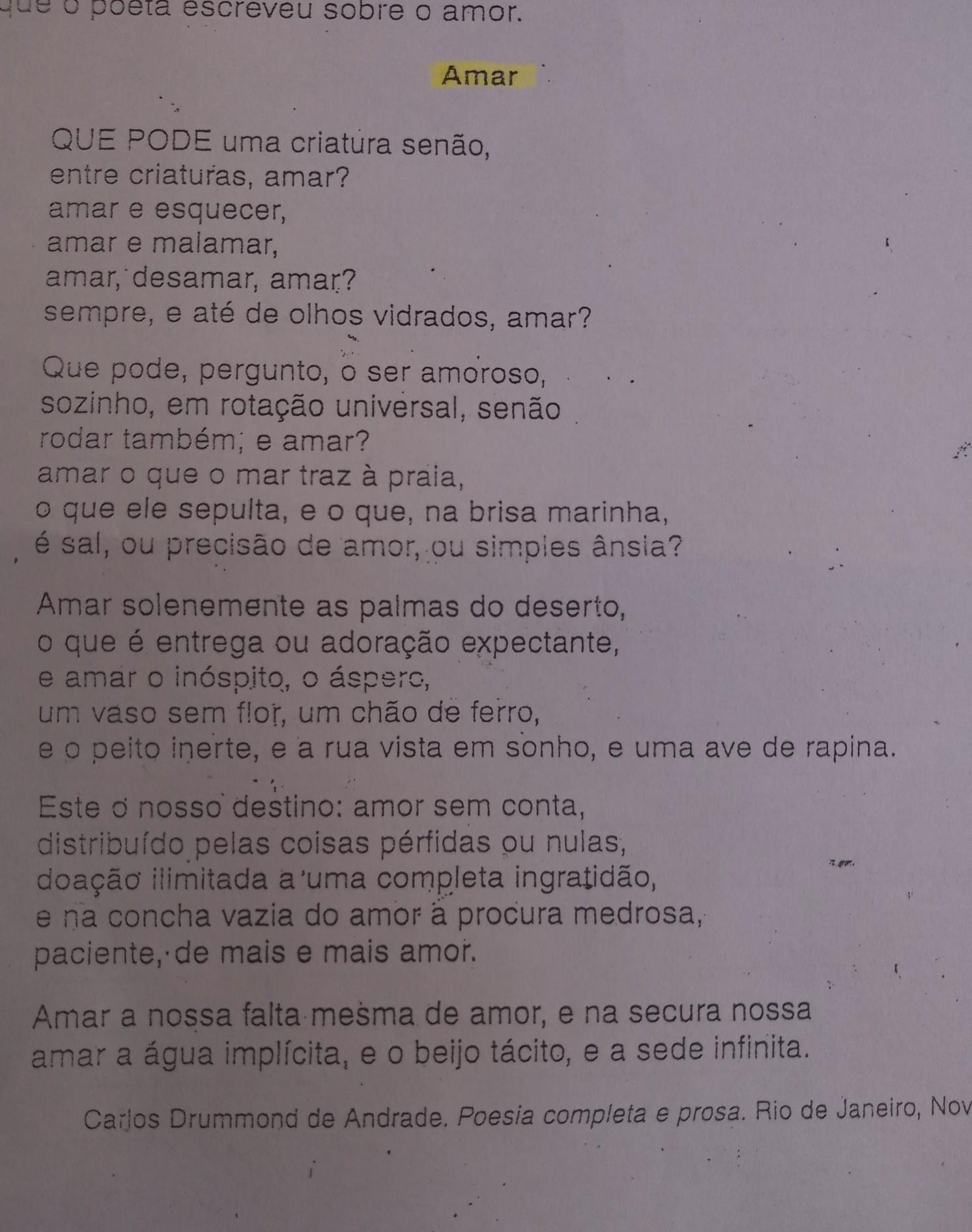 1) de acordo com drumond qual é o maior objetivo da vida hu