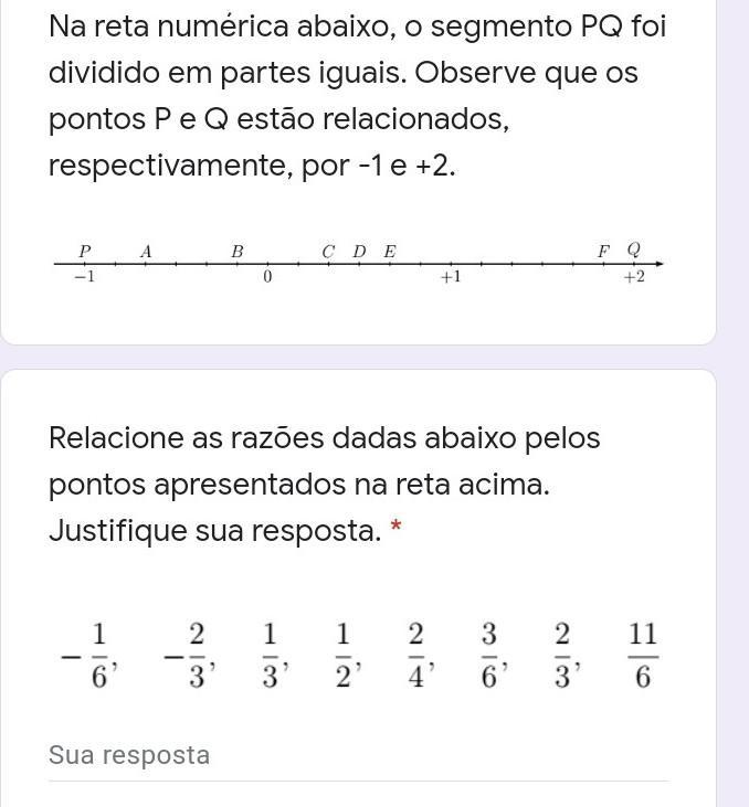 Relacione as razões dadas abaixo pelos pontos apresentados