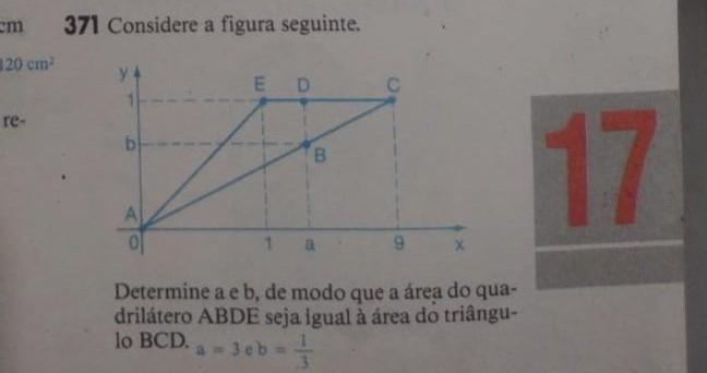 considere a figura seguinte. Determine a e b, de modo em que