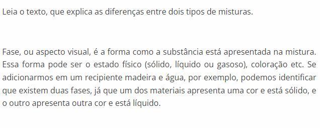 A mistura citada como exemplo no texto possui o mesmo numero