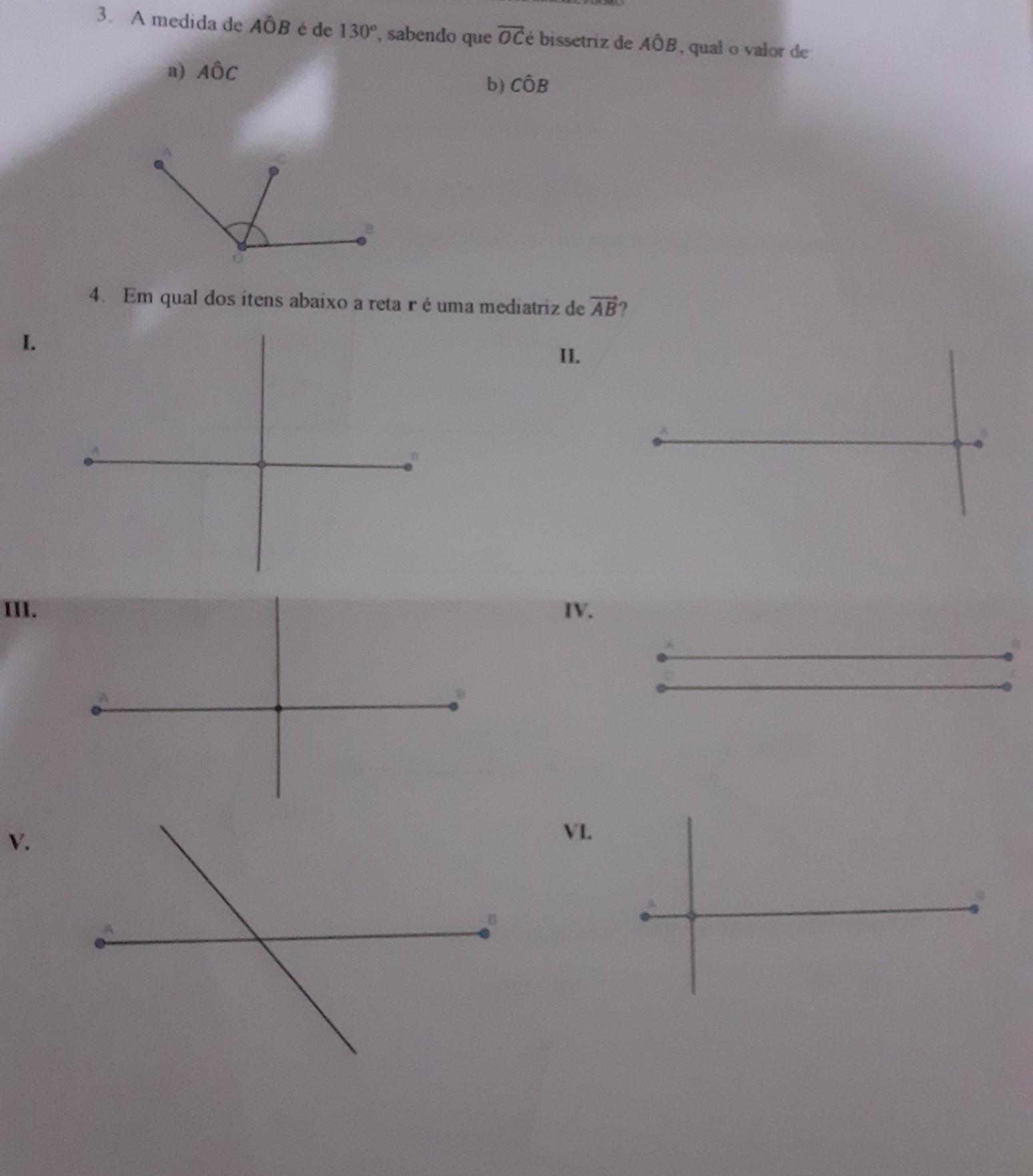 ME AJUDEMM3. A medida de AÔB é de 130°, sabendo que OC é bissetriz de AÔB, qual o valor de:OBS: NÃO RESPONDAM COISAS