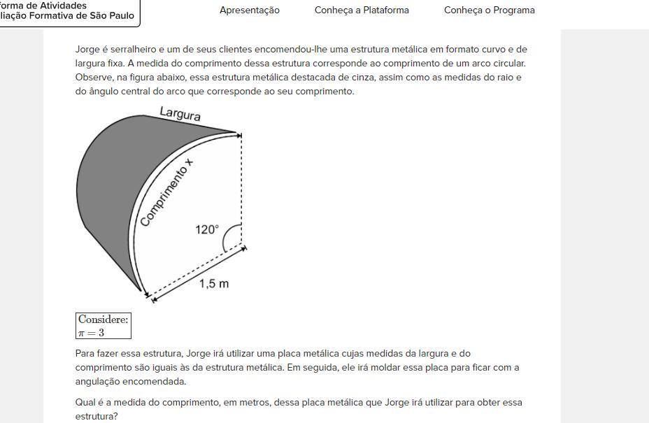 Jorge é serralheiro e um de seus clientes encomendou-lhe um