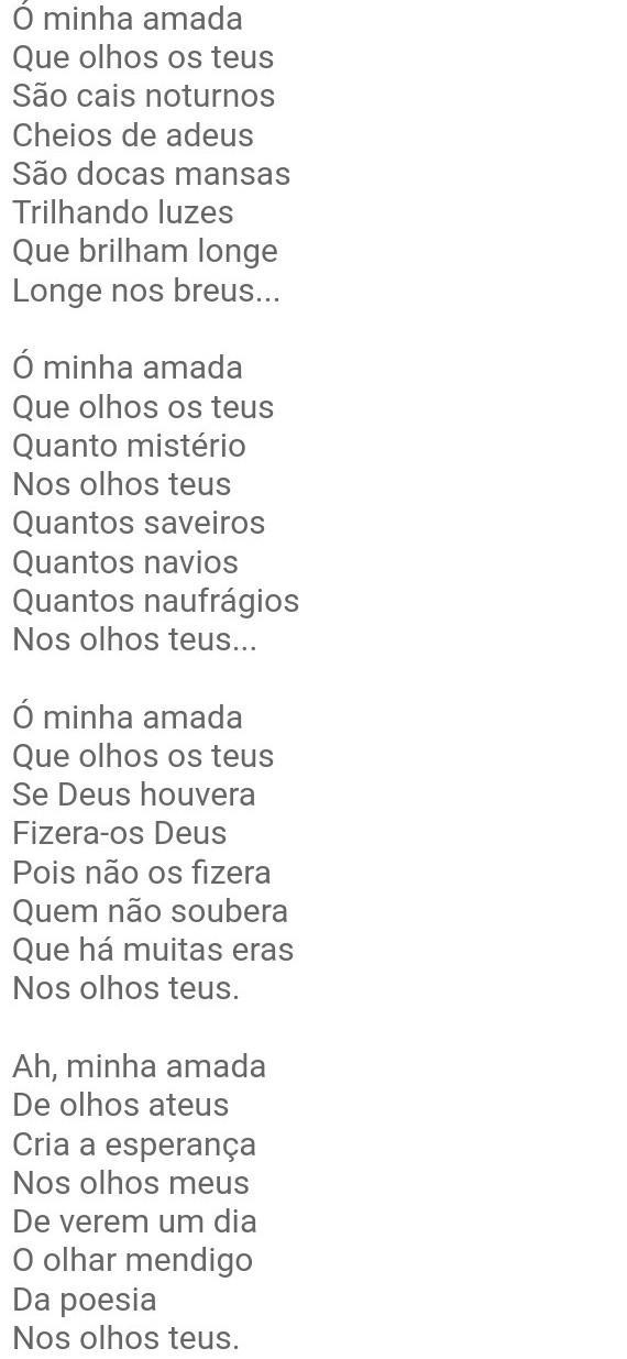 poema dos olhos da amada 1) os dois textos escri