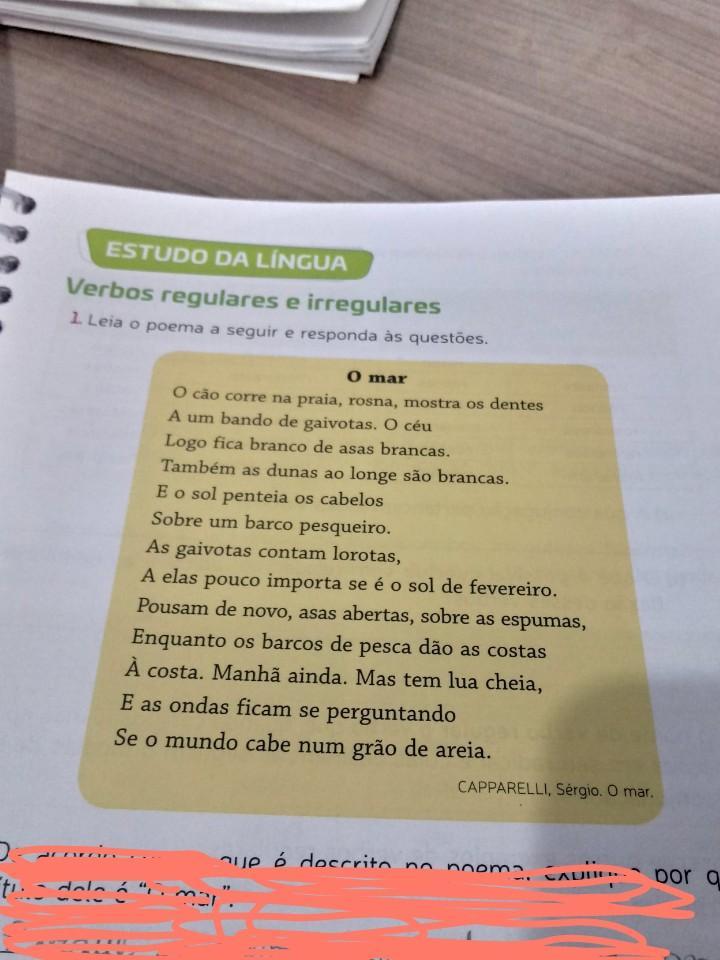 c) No penúltimo verso, o eu lirico emprega uma forma verbal