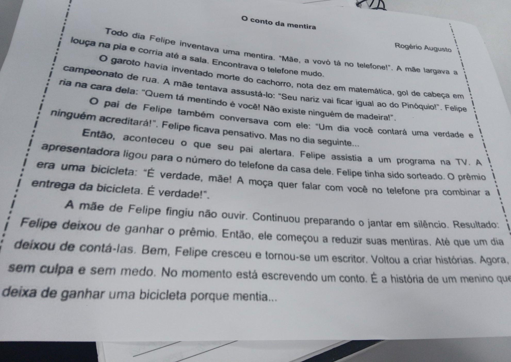 REESCREVA EM 1° MAO O TEXTO​