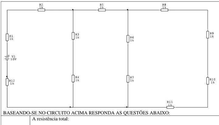 baseado na foto acima responda 5 questões:1) A resistência total =2) A corrente total =3) A potência total =4) Se o ger