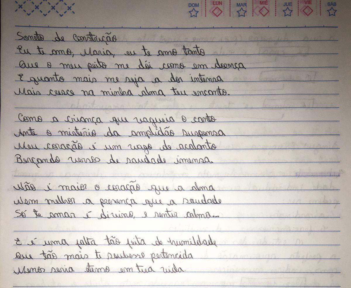 Soneto de Contrição (obs.: não precisa responder todas)