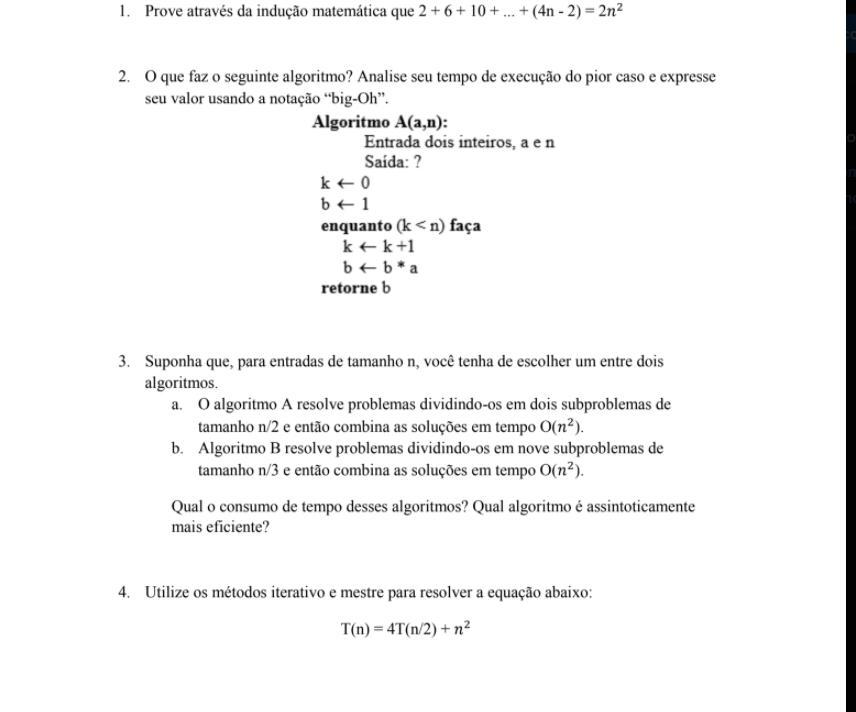 Avaliação Final de CAA( Construção e Analise de Algortim