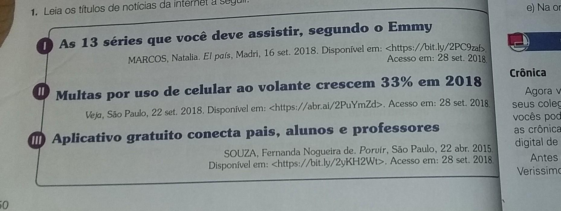 Considerando que os títulos foram usados em textos jornalis