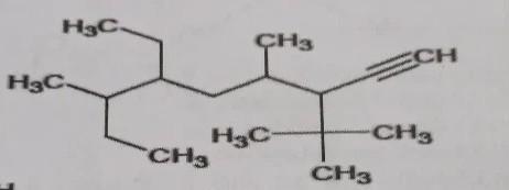 03. Qual a nomenclatura, segundo a IUPAC , do seguinte composto orgânico ?a) 3-terc-butil-6-etil-4,7-dimetil-non-2-ino.b) 3-terc-buti