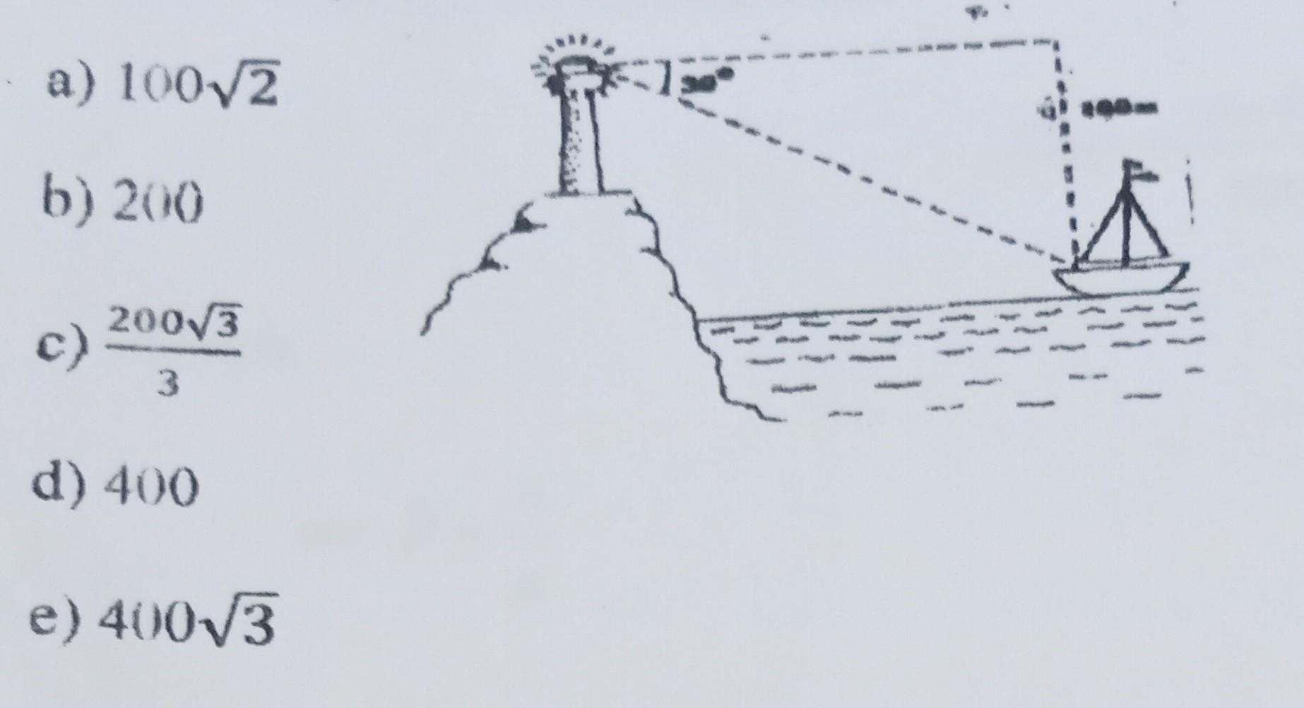 4- Um farol está situado a 100 m do nível do mar. Um obser