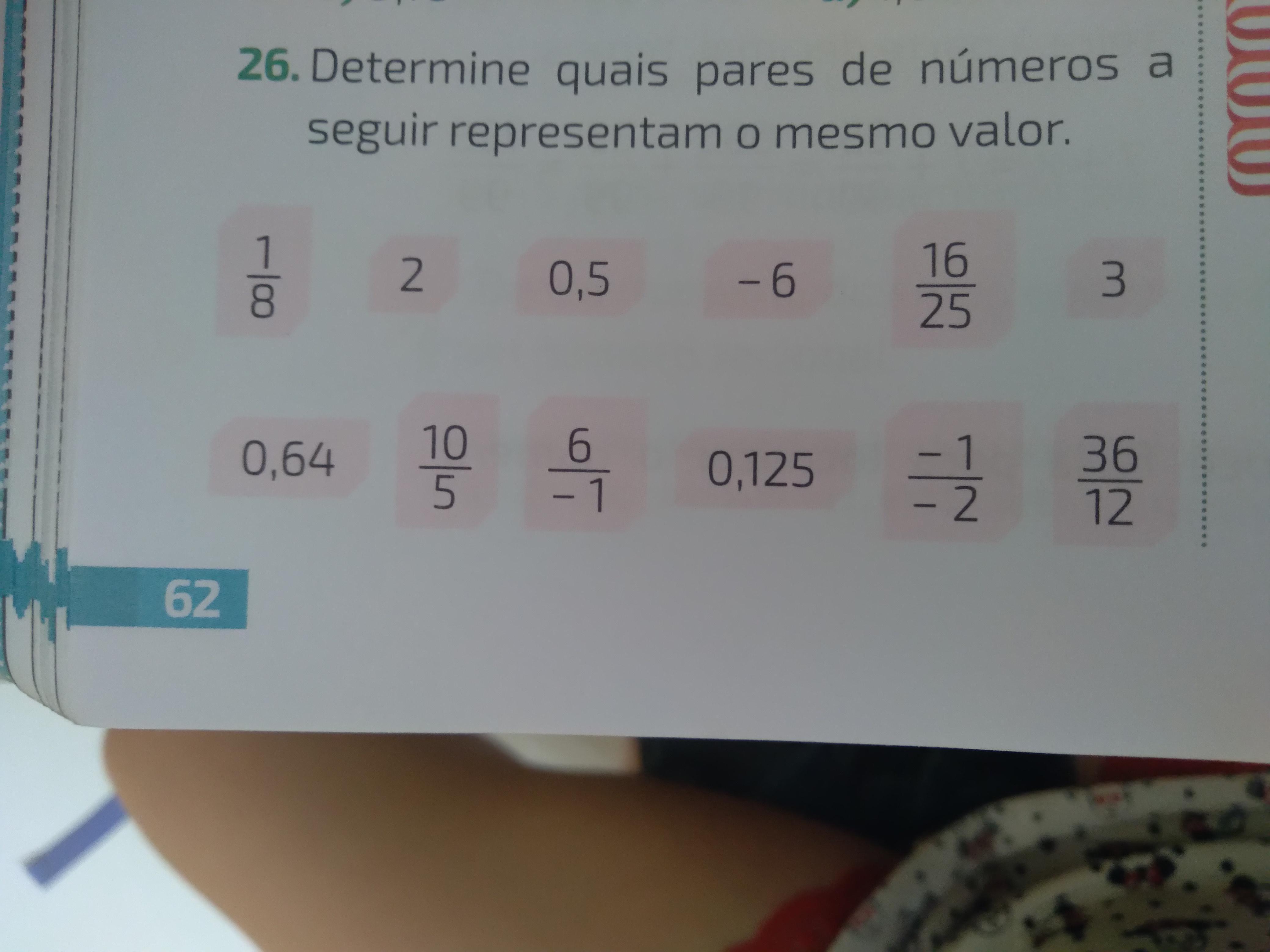 determine quais pares de números a seguir representa o mesm