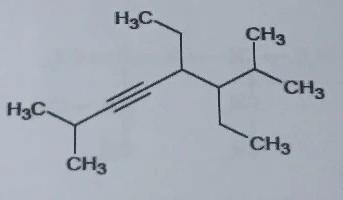 09. O nome do composto de formula estrutural segundo as regras du IUPAC è:a) 5,6-dietil-2,7-dimetil-non-3-ino.b) 4,5-dimetil-3-propil