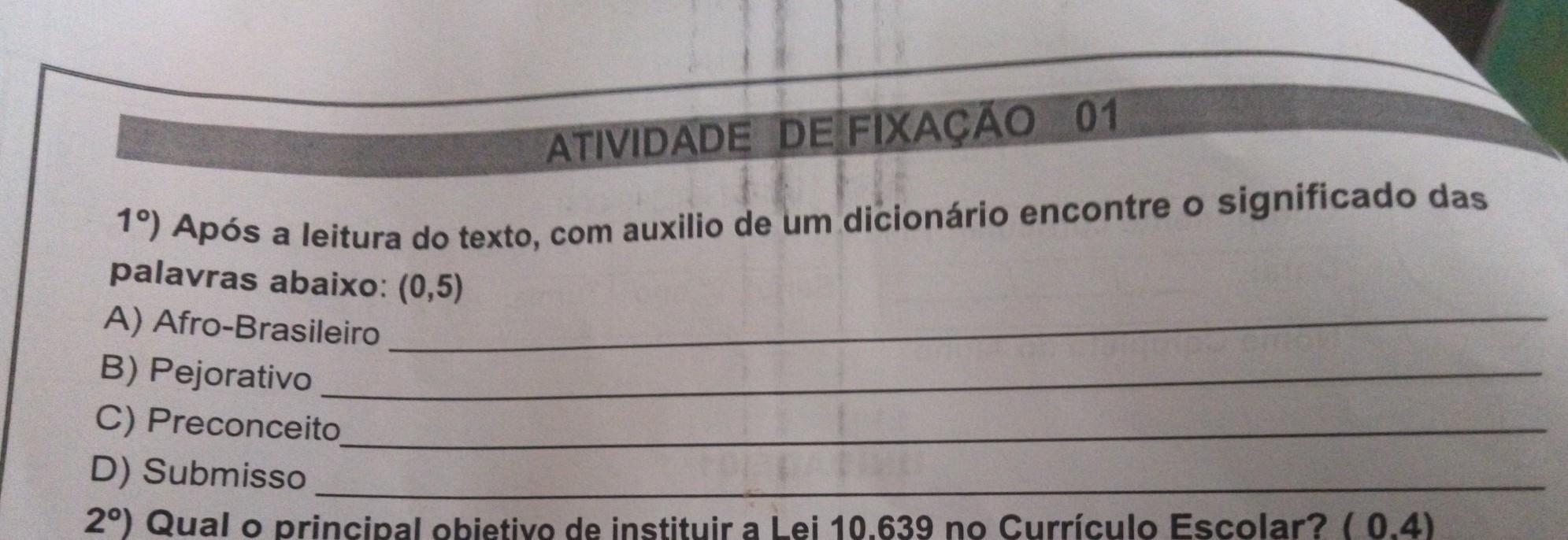 após a leitura no texto com auxílio de um dicionário e en