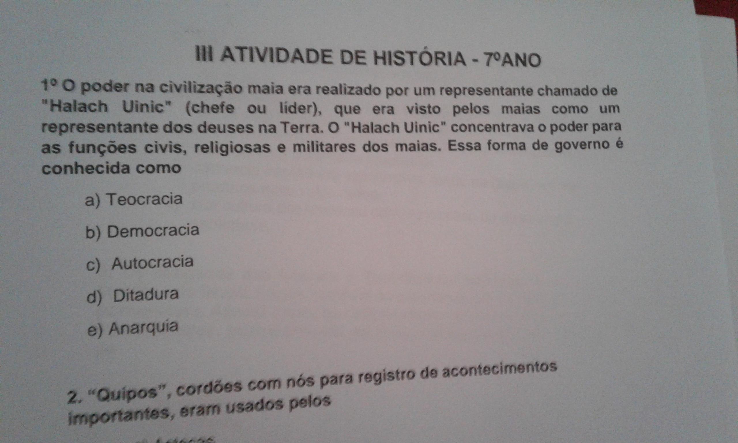 1°o poder na civilização maia era realizado por um repres