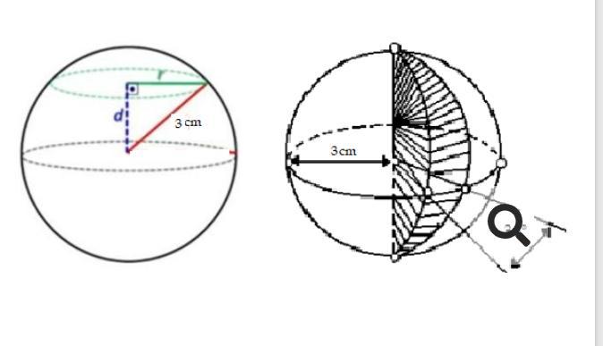 Uma esfera de 3 cm de raio é seccionada por um plano. A ár